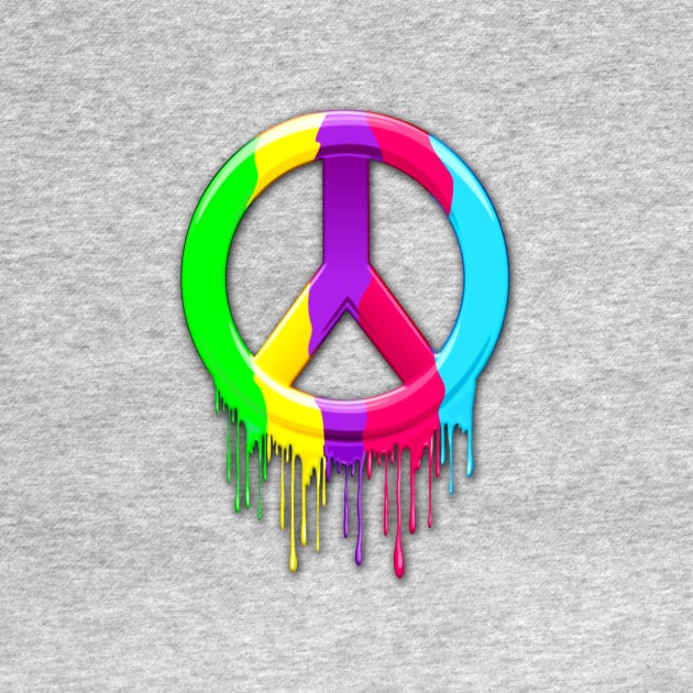 Peace Symbol Dripping Rainbow Paint by BluedarkArt